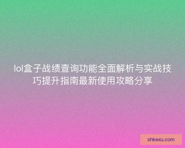 lol盒子战绩查询功能全面解析与实战技巧提升指南最新使用攻略分享